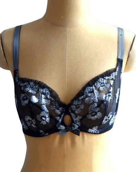 Nieuwe Aubade sexy bh, zwart/zilver, Mt. 70 D, Aubade, Verzenden, Zwart, BH