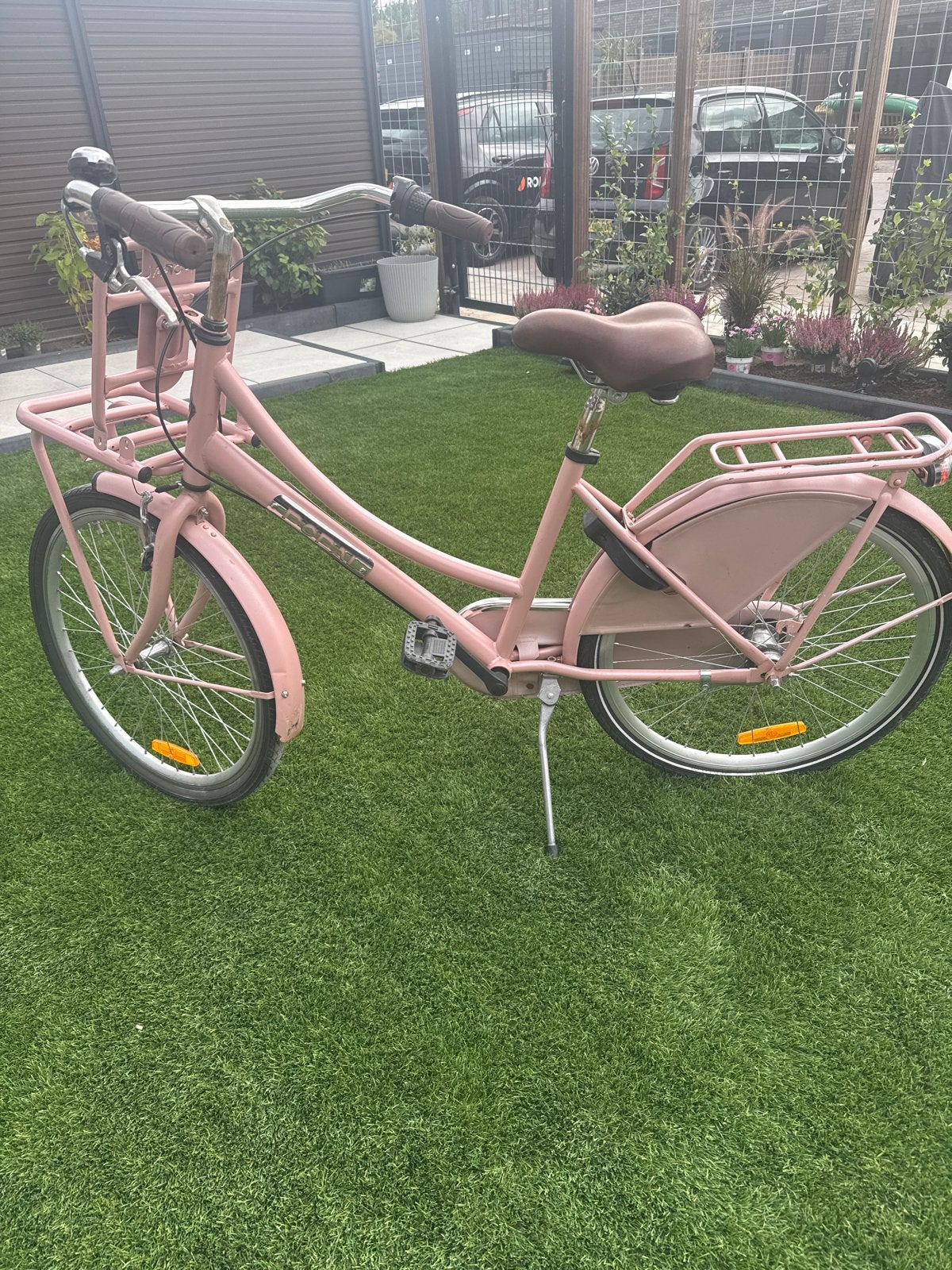 Fiets-Roze Popal Daily Dutch fiets met voordrager, Fietsen en Brommers, Fietsen | Dames | Damesfietsen, Gebruikt, Velgrem, 50 tot 53 cm