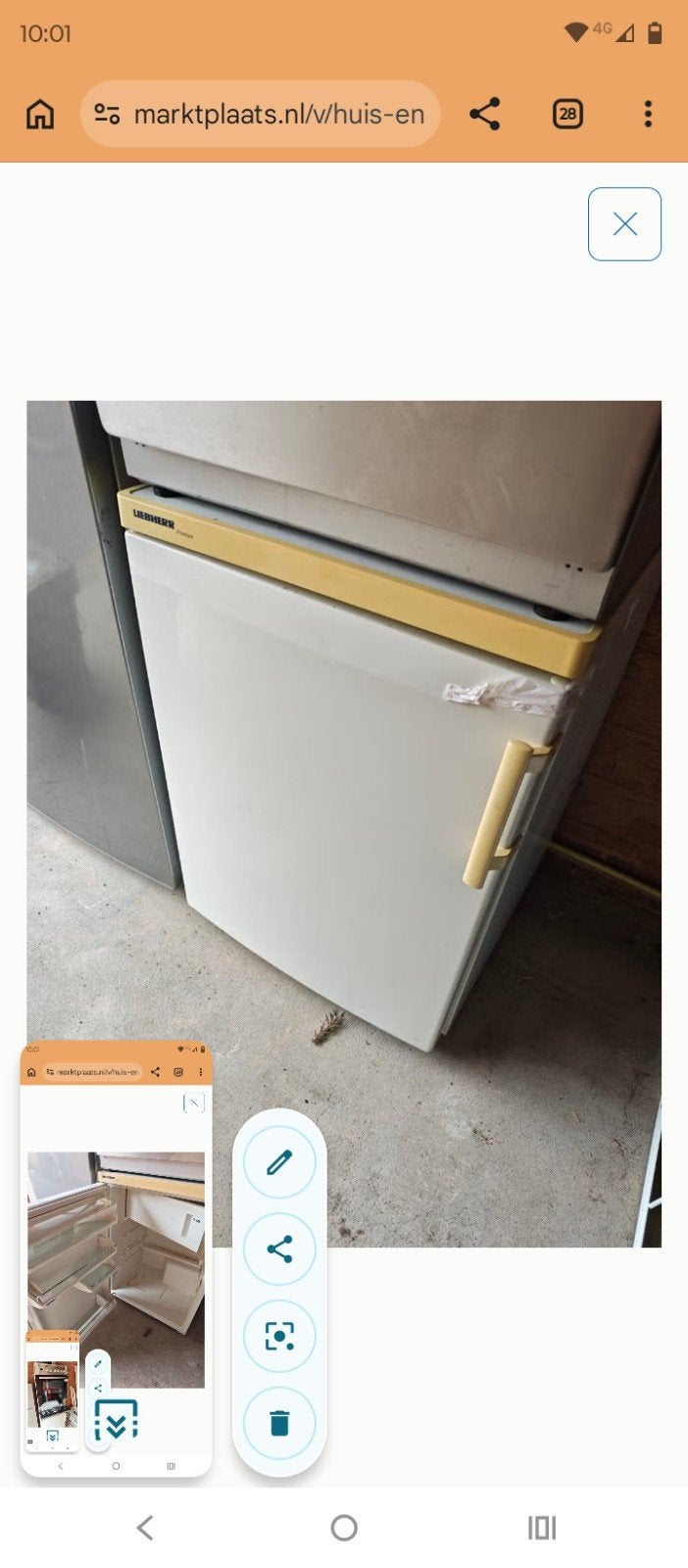 Koelkast met vriesvakje, Witgoed en Apparatuur, Gebruikt, Minder dan 85 cm, Ophalen of Verzenden, Minder dan 75 liter