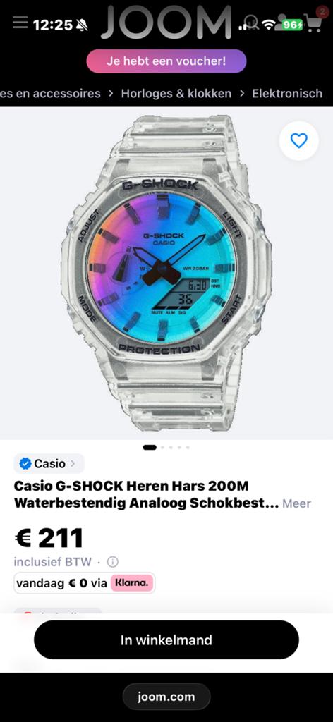Nieuwe Casio G-shock GA-2100SRS-7AER, Ophalen of Verzenden, Zo goed als nieuw
