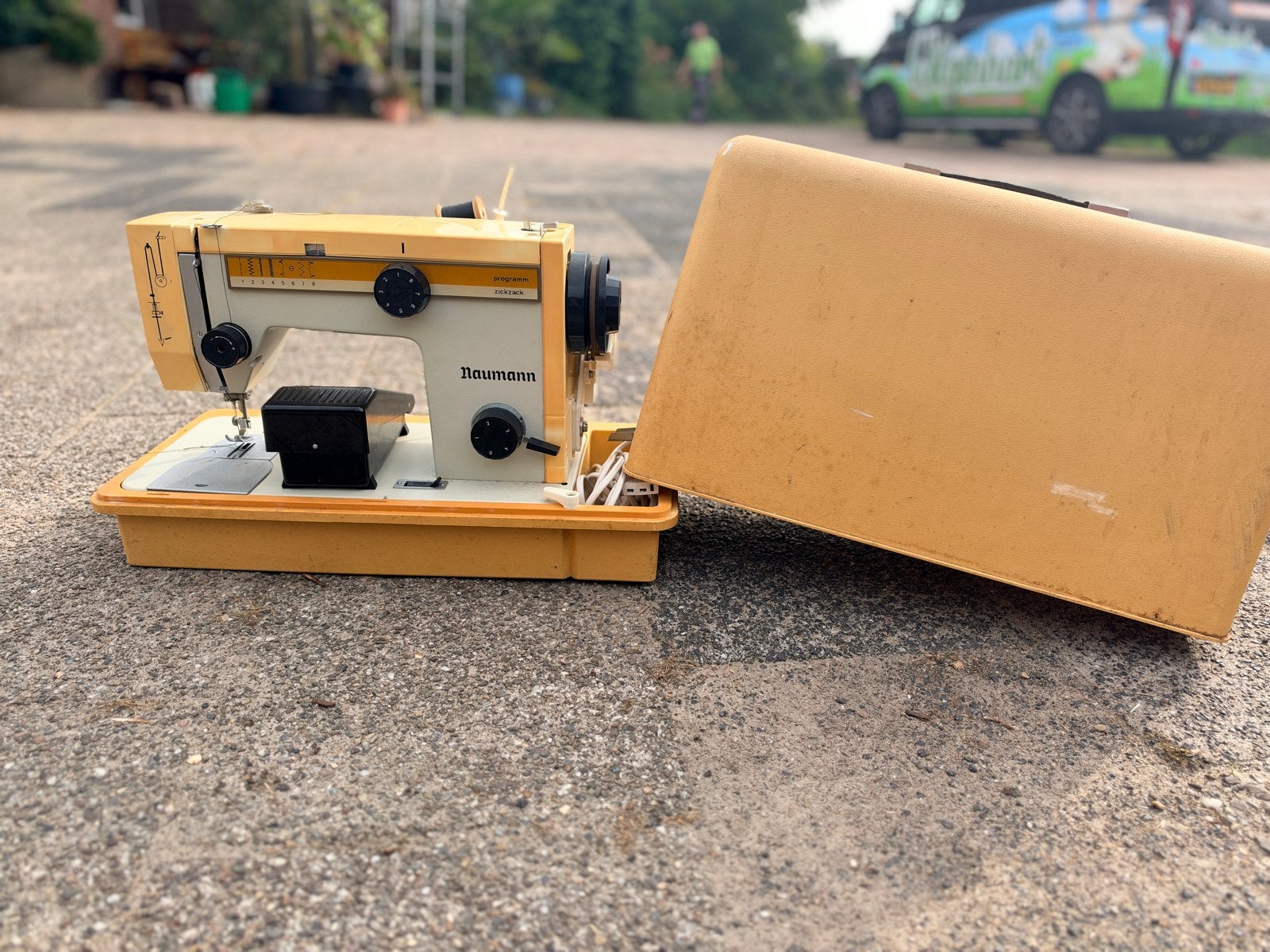 Vintage Naumann naaimachine met koffer, Ophalen, Gebruikt, Naaimachine, Overige merken