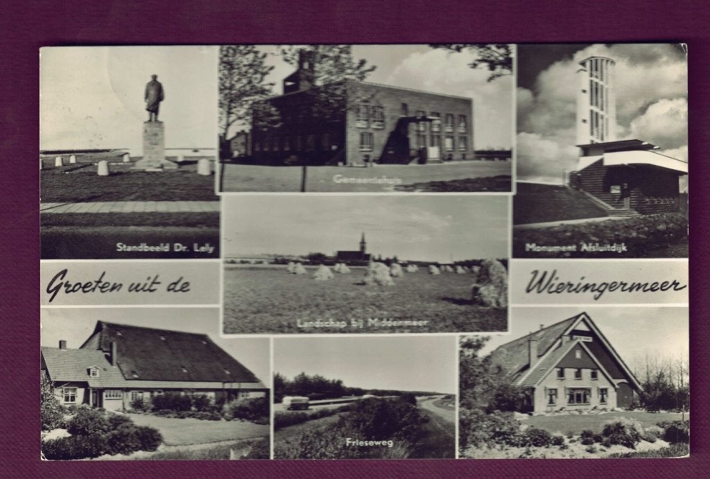 Wieringermeer (N.H.) - Groeten uit (o.a. Frieseweg) - 1959, Ophalen of Verzenden, 1940 tot 1960, Gelopen, Noord-Holland