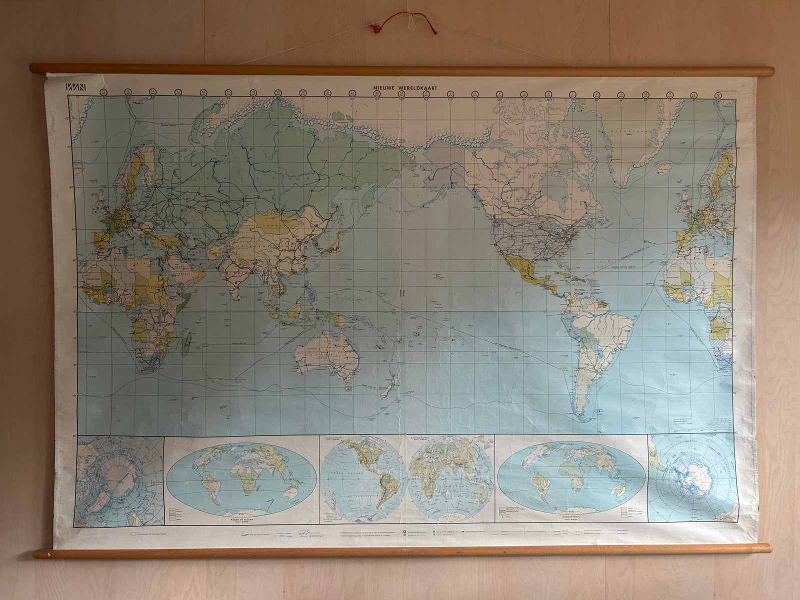 Vintage Schoolplaat Wereldkaart (jaren '70/'80) - Azië Centr, Ophalen, Aardrijkskunde