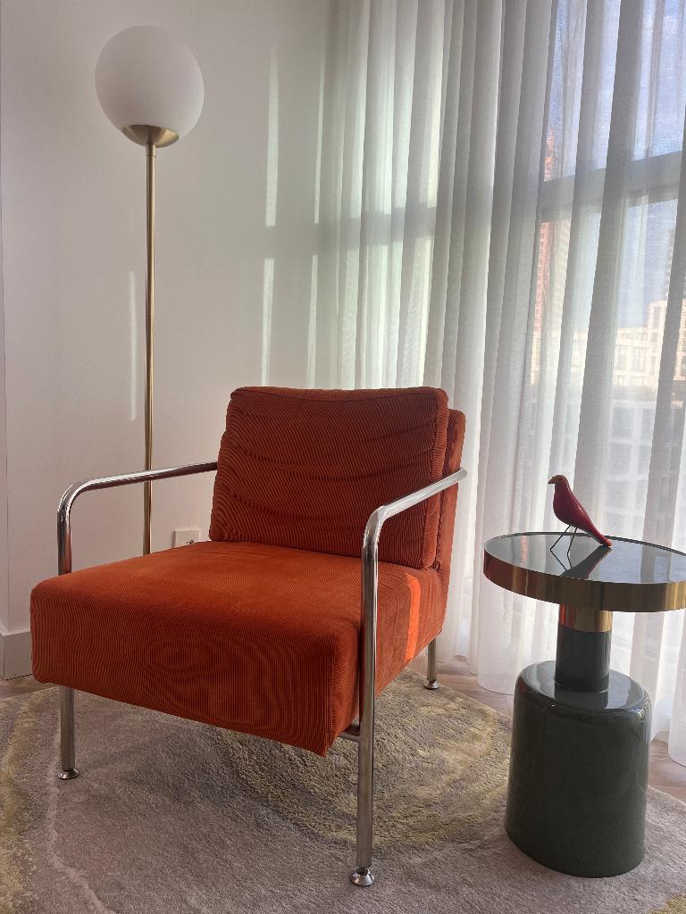 Zuiver X-Bang oranje stoel ribstof, Ophalen, Gebruikt, 75 tot 100 cm, Stof