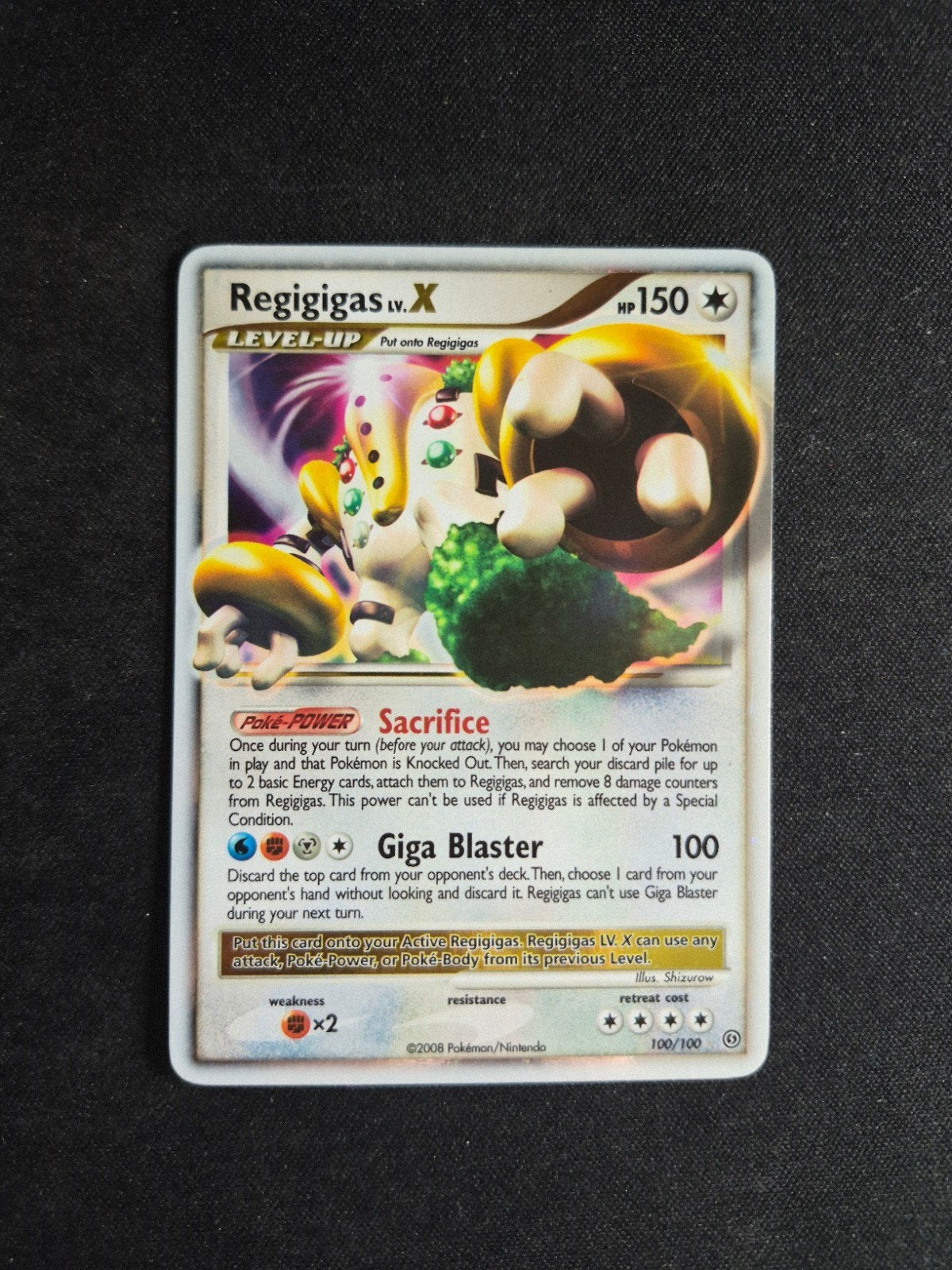 Pokemon Kaart Regigigas lv.x 100/100, Ophalen of Verzenden, Zo goed als nieuw, Losse kaart, Foil