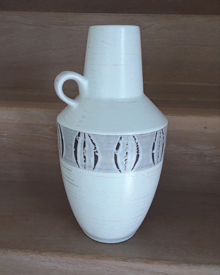 Grote West Germany vaas, wit, 38cm, Huis en Inrichting, Woonaccessoires | Vazen, Ophalen of Verzenden, Zo goed als nieuw, Natuurlijk materiaal