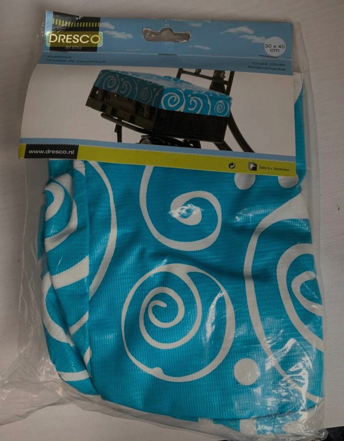 Dresco hoes krathoes fietsmand/krat hoes 30x40 cm blauw, ., Nieuw, Ophalen of Verzenden, .