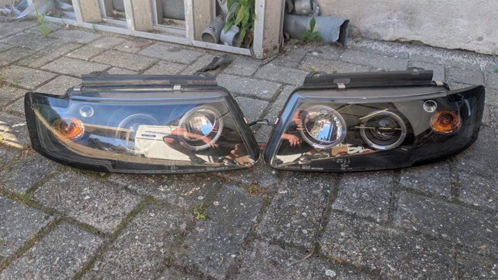 VW Passat B5 Koplampen met Halos - Zwart, Ophalen, Gebruikt, Volkswagen