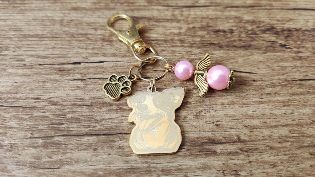 Tas/Sleutelhanger Jack russel RVS gold met beschermengeltje, Sieraden, Tassen en Uiterlijk, Verzenden, Nieuw, Overige kleuren