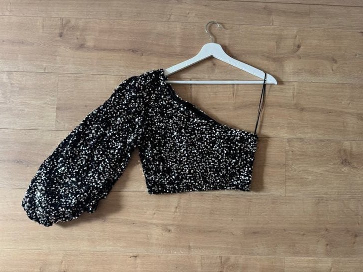 Zwarte pailletten broek Eight Paris, maat S, Kleding | Dames, Zwart, Ophalen of Verzenden, Zo goed als nieuw, Maat 36 (S)