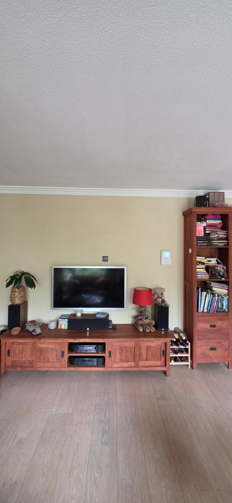 Massief (teak)houten tv-meubel en opbergkast, Huis en Inrichting, Kasten | Boekenkasten, Gebruikt, 50 tot 100 cm, 150 tot 200 cm