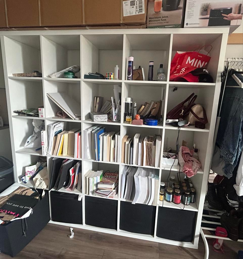 Witte Kallax kast met 25 vakken - IKEA, Ophalen, Met plank(en), Gebruikt, 150 tot 200 cm