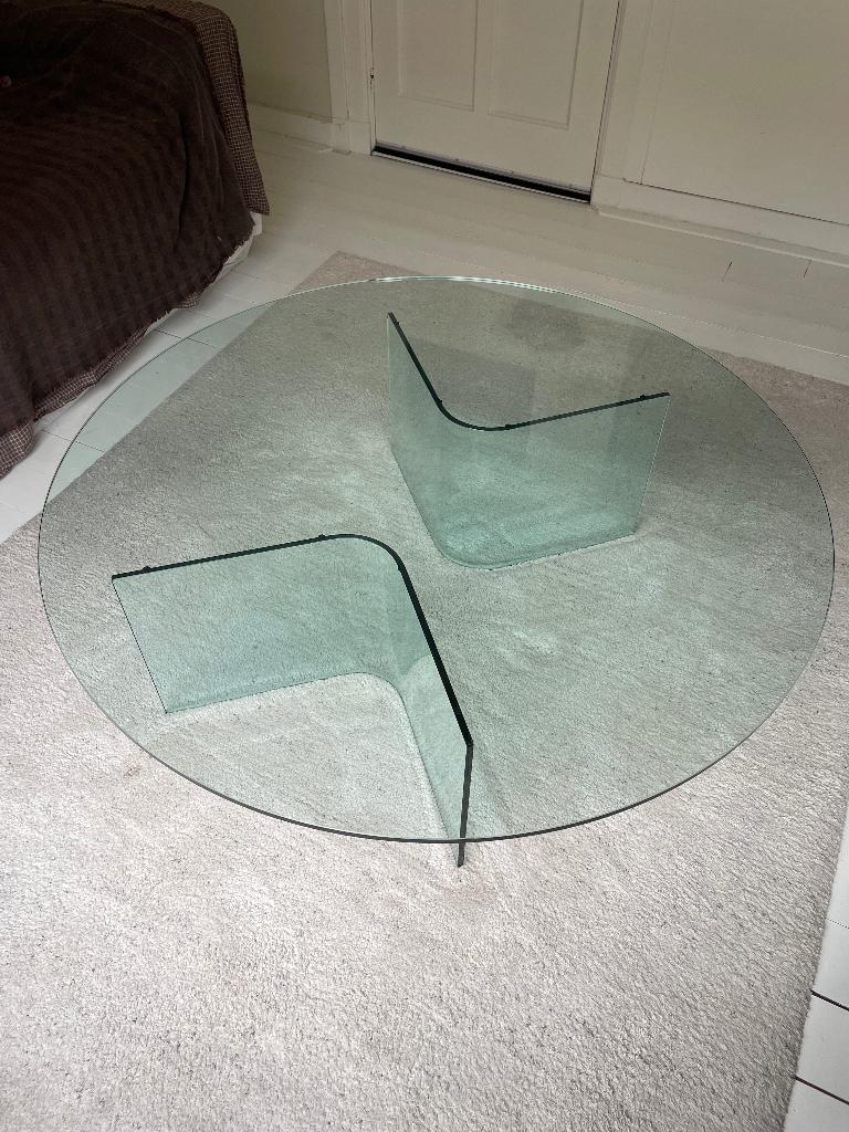 Salontafel, Huis en Inrichting, Tafels | Salontafels, Ophalen, Gebruikt, Rond, Glas