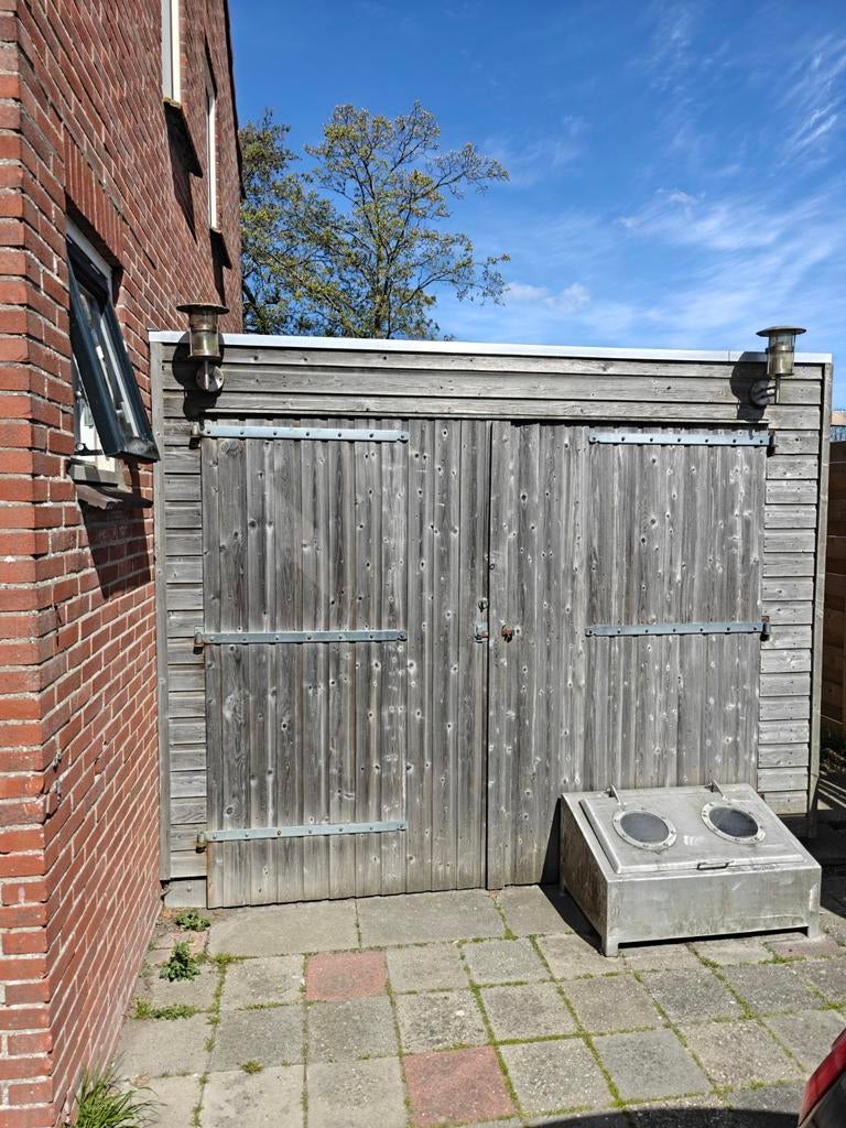 Houten garage 6x3 mtr met afdak 3x3, Tuin en Terras, Tuinhuizen, Gebruikt, Schuur, Ophalen of Verzenden