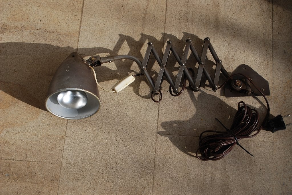 Vintage Schaarlamp / Scharnierlamp - Metaal, Huis en Inrichting, Lampen | Wandlampen, Gebruikt, Metaal, Ophalen of Verzenden