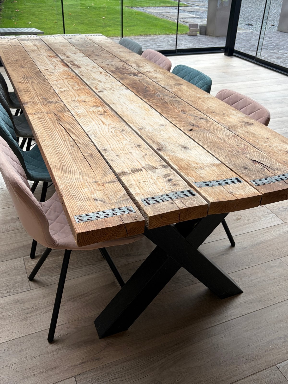 Robuuste eettafel van oud hout - 300x100 cm, Ophalen, 200 cm of meer, 50 tot 100 cm, Zo goed als nieuw