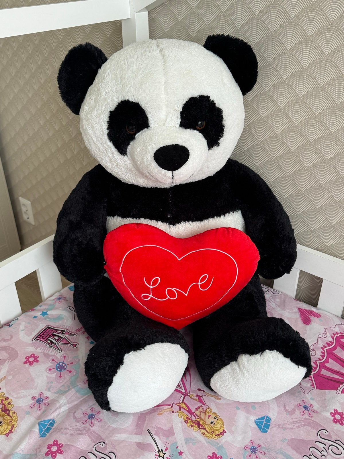 Grote XL Panda Knuffel met Hart - Zo goed als nieuw, Ophalen, Beer, Zwart, Zo goed als nieuw