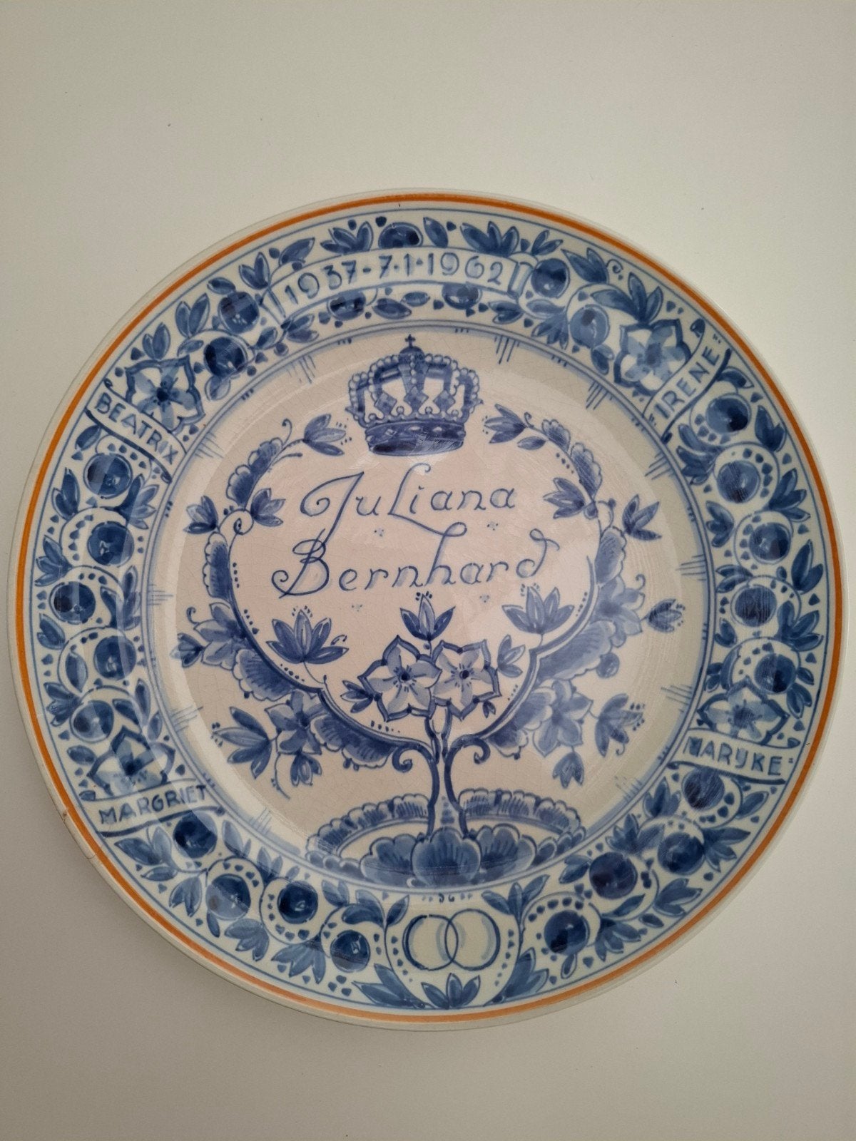 Delfts Blauw Herinneringsbord Juliana & Bernhard, Ophalen of Verzenden