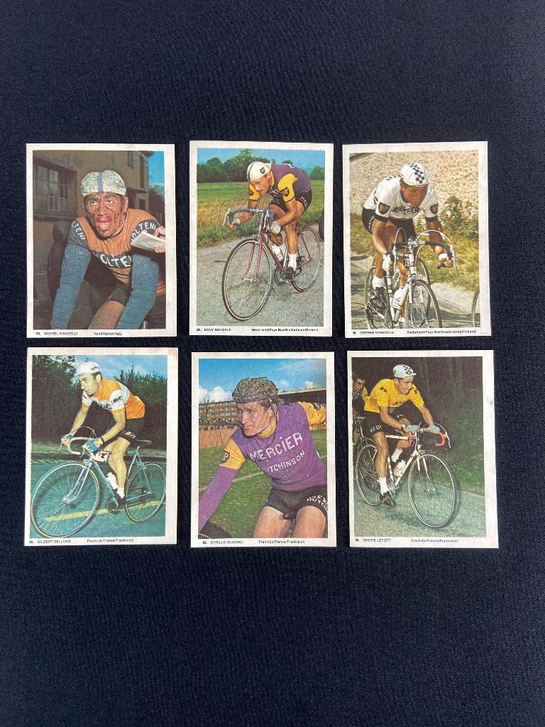 6x Monty Gum Wielrenkaarten Tour de France 1969 1970, Verzamelen, Verzenden, Gebruikt, Overige sporten, Poster, Plaatje of Sticker