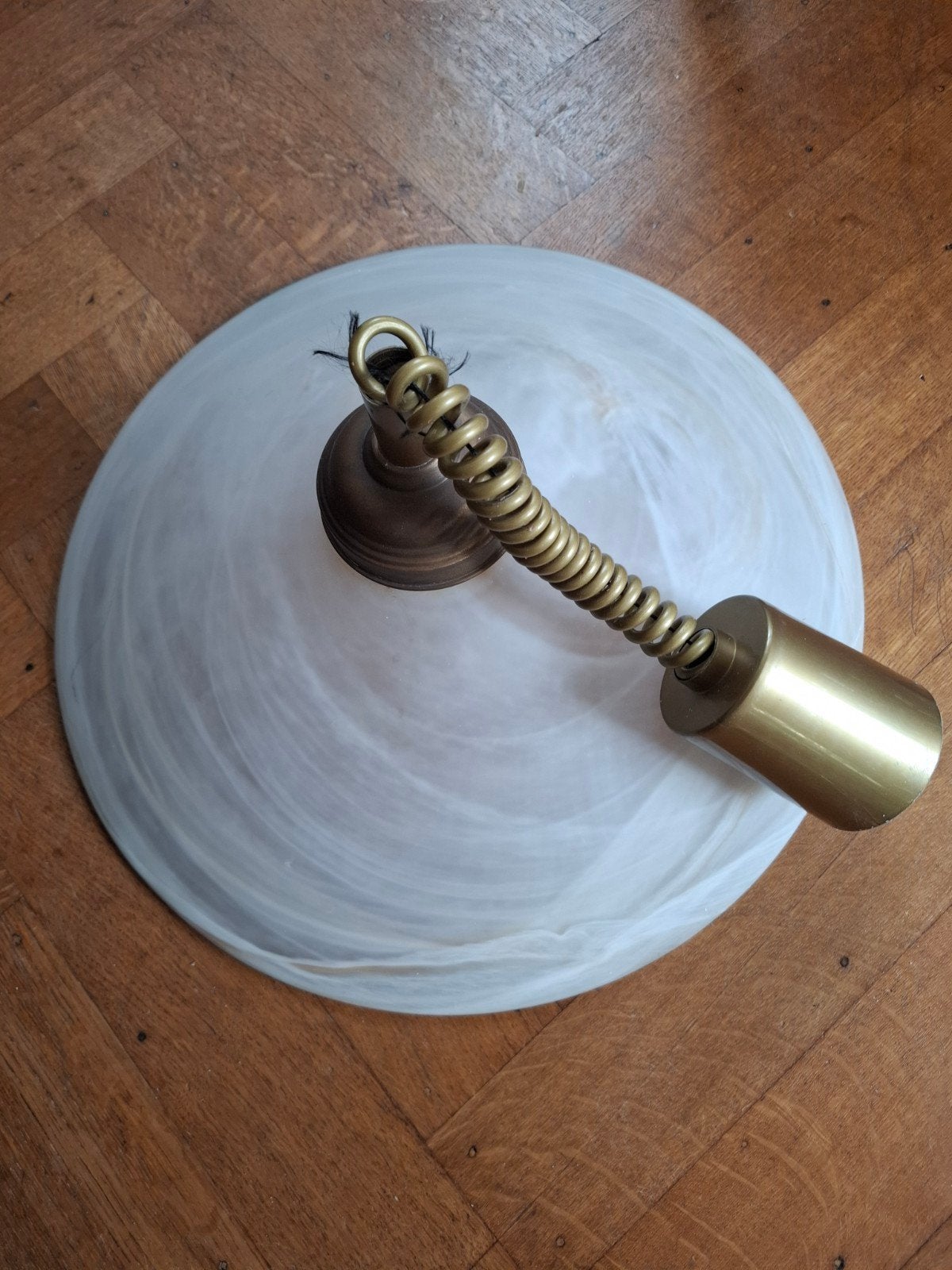 Vintage hanglamp, gemarmerd glas, Ophalen, Glas