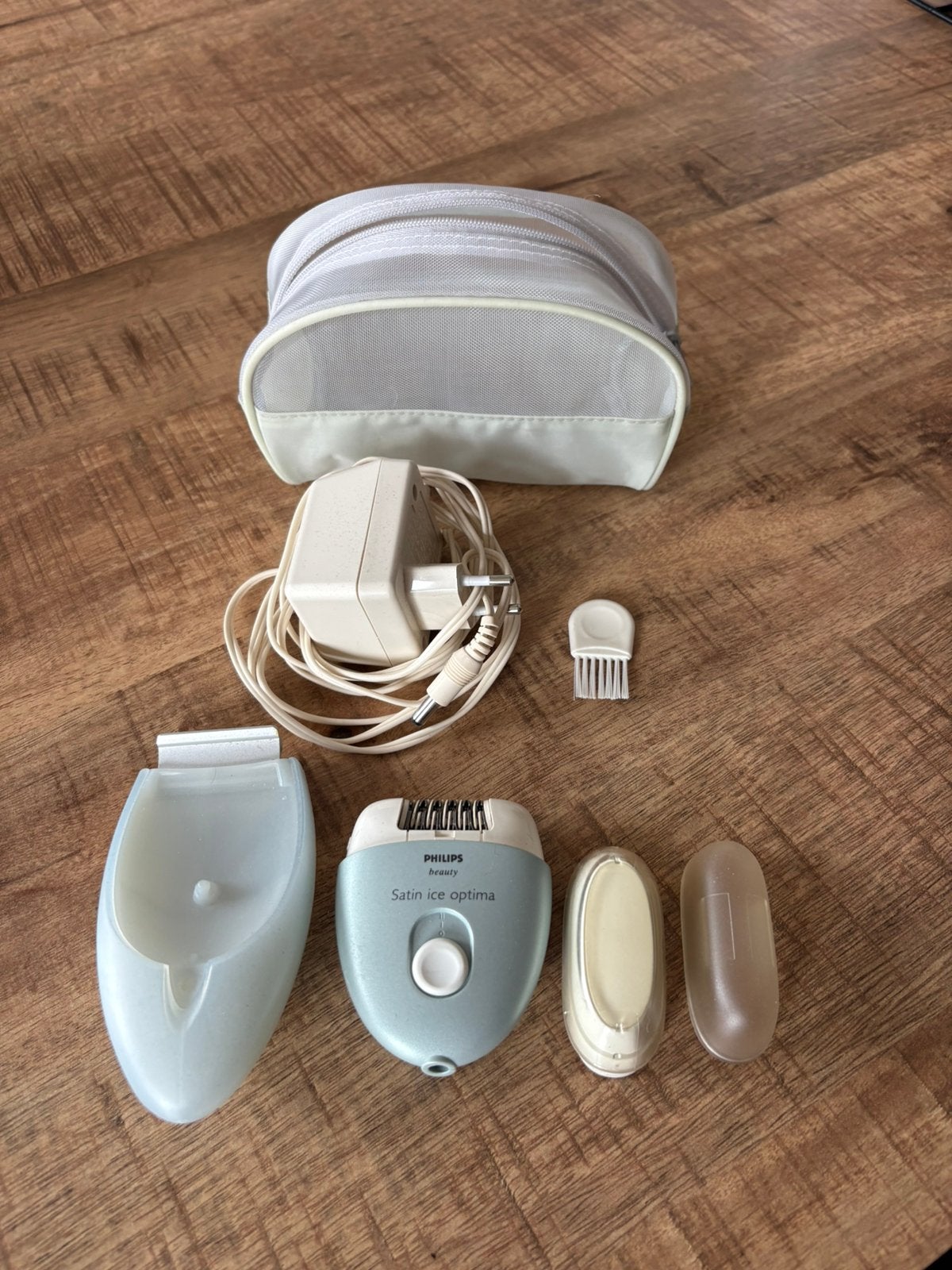 Philips Satin Ice Optima epilator compleet, Witgoed en Apparatuur, Ophalen of Verzenden, Zo goed als nieuw, Scheren en Epileren