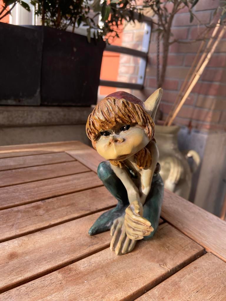 Elfen beeldje handgeschilderd André Paor Spanje 15,5 cm, Ophalen of Verzenden, Zo goed als nieuw, Fantasy