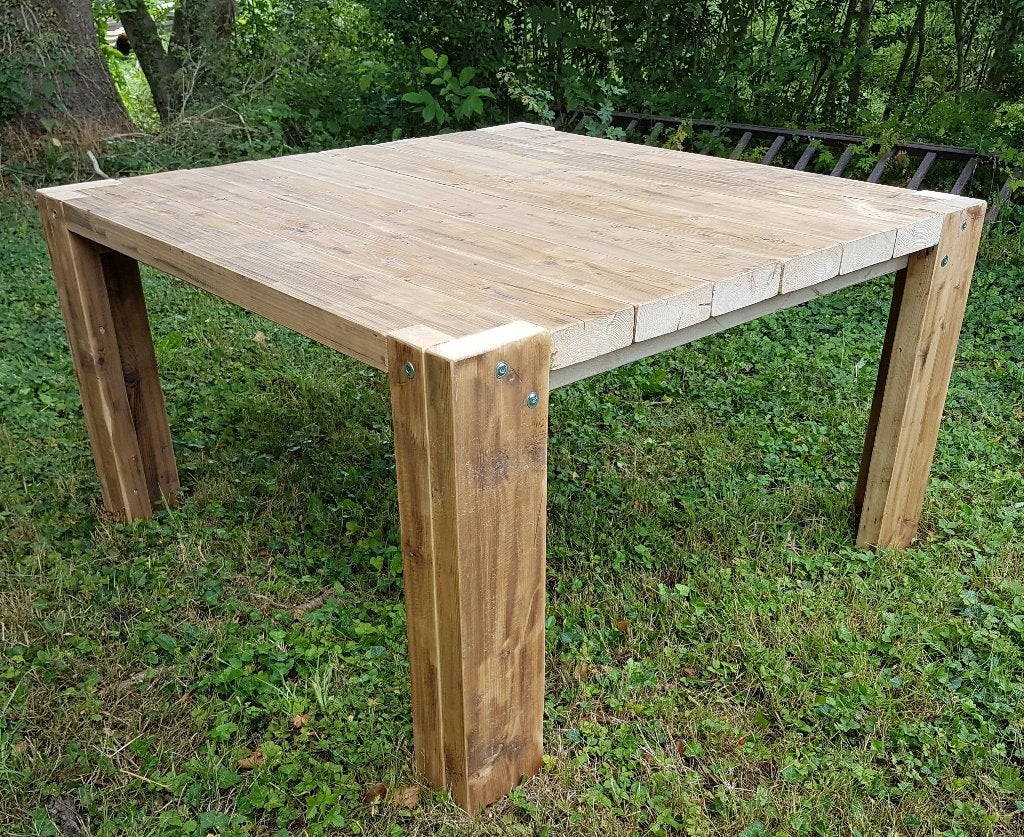 Tuintafel van balken sloophout vierkant rechthoekig rond., Tuin en Terras, Palen, Balken en Planken, Ophalen, Nieuw, 250 cm of meer