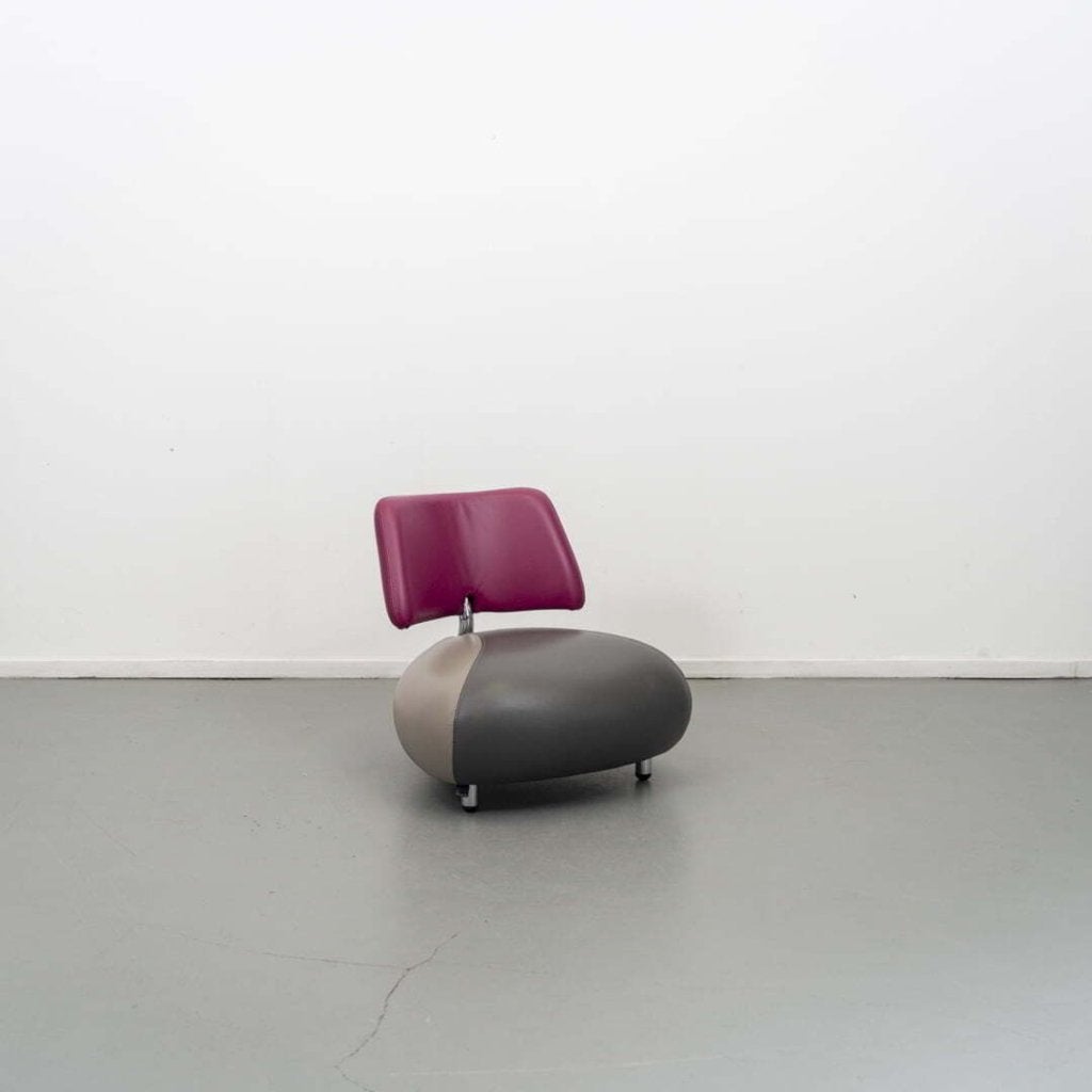 Leolux Pallone Fauteuil Taupe/Grijs/Fuchsia Leer, Niet ingevuld, Zo goed als nieuw, Niet ingevuld, Niet ingevuld