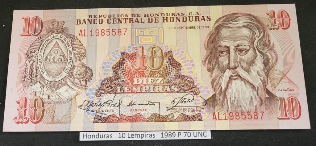 Honduras 10 Lempiras 1989 P70 UNC, Ophalen of Verzenden