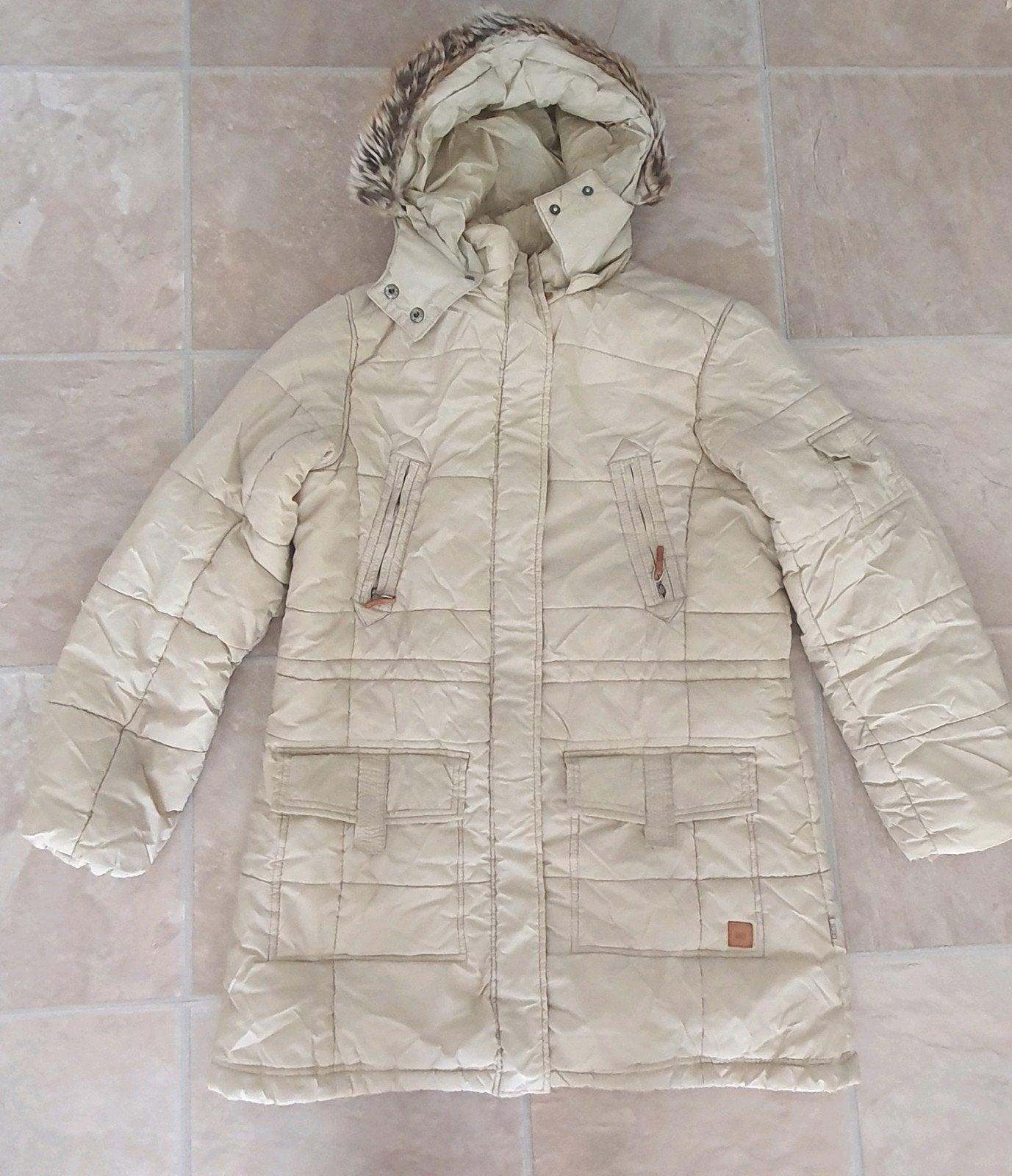 Cecil gewatteerde jas met capuchon - Maat XL, Kleding | Dames, Beige, Maat 46/48 (XL) of groter, Ophalen of Verzenden, Zo goed als nieuw