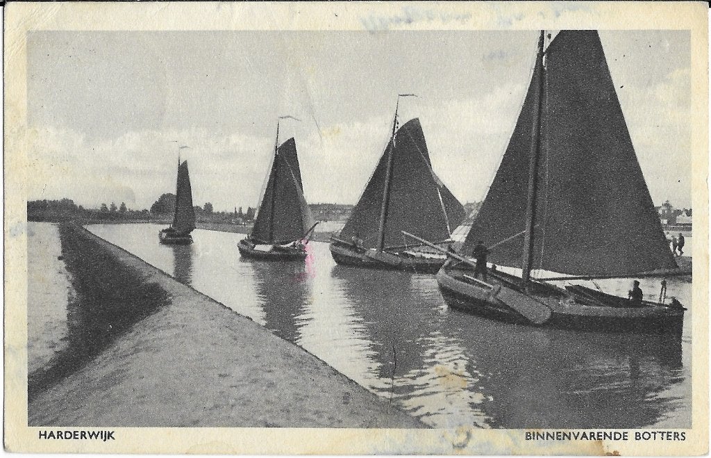 Harderwijk, Binnenvarende botters, boten, schepen, Verzenden, 1940 tot 1960, Gelopen, Gelderland