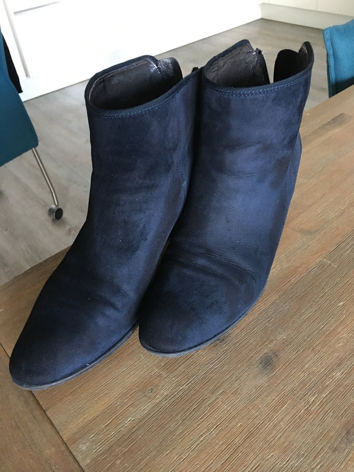 D.blauwe dameslaarsjes, geschuurd leer, mt. 41, Ophalen of Verzenden, Zo goed als nieuw, Blauw