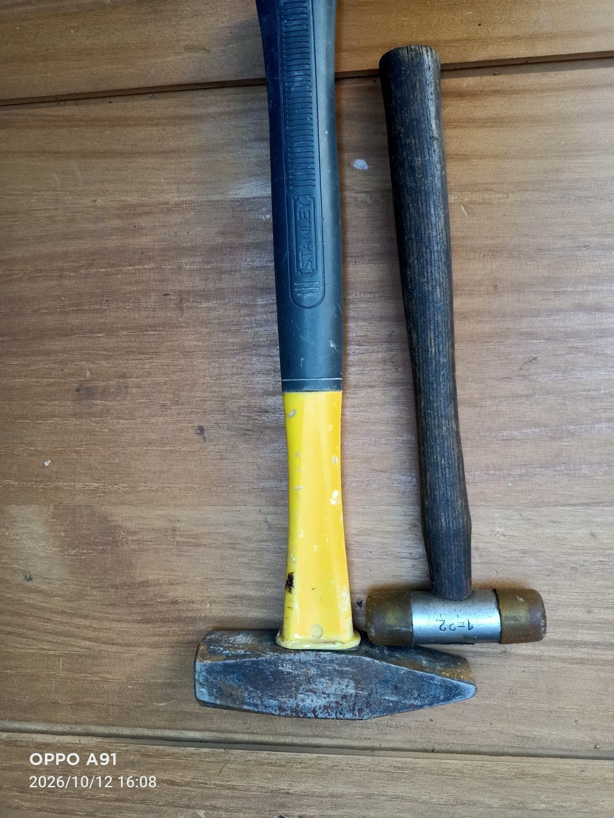 Set van 2 hamers: Stanley en rubberen hamer, Ophalen of Verzenden, Gebruikt, Hamer, Stanley