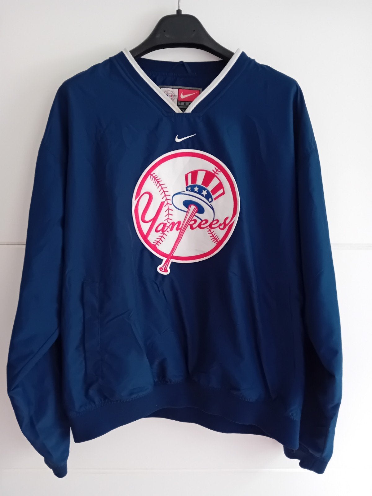 Vintage Nike Center Swoosh NY Yankees Windbreaker Maat L, Maat 52/54 (L), Blauw, Nike, Ophalen of Verzenden