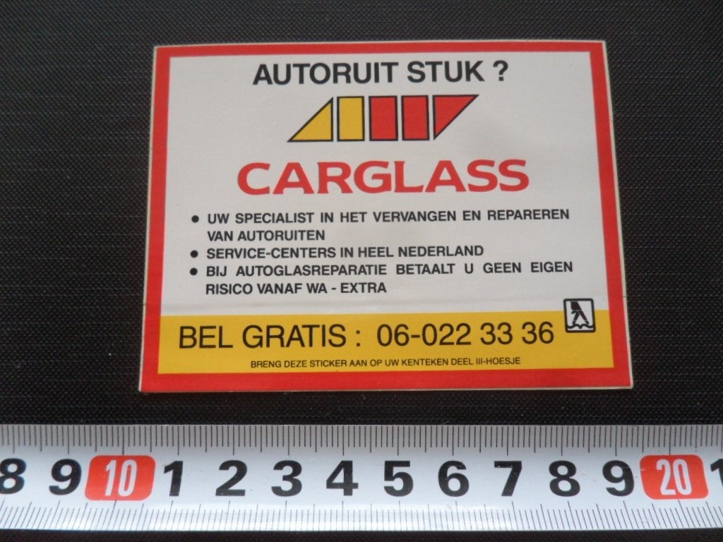 sticker autoruit stuk ?  CARGLASS, Verzamelen, Stickers, Ophalen, Zo goed als nieuw