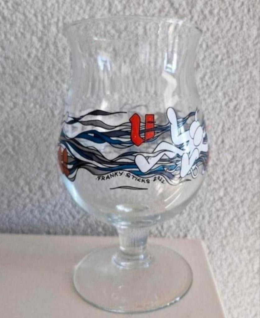 Duvel glas Franky Sticks, Ophalen of Verzenden, Zo goed als nieuw, Glas of Glazen, Duvel