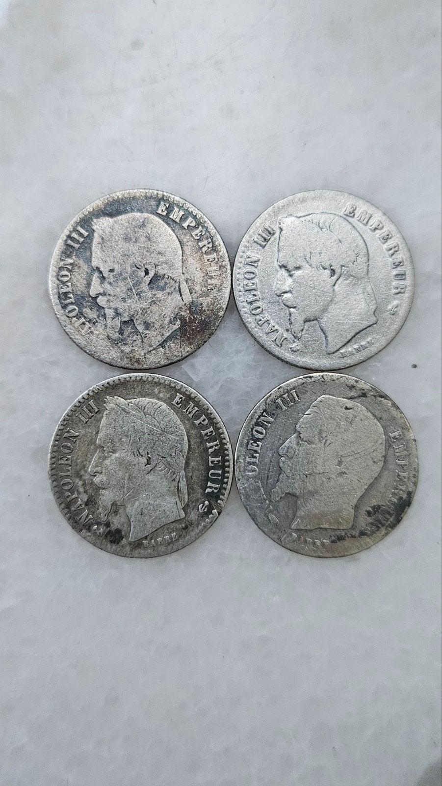 4 x 50 centimes napoleon, Ophalen of Verzenden, Frankrijk, Zilver