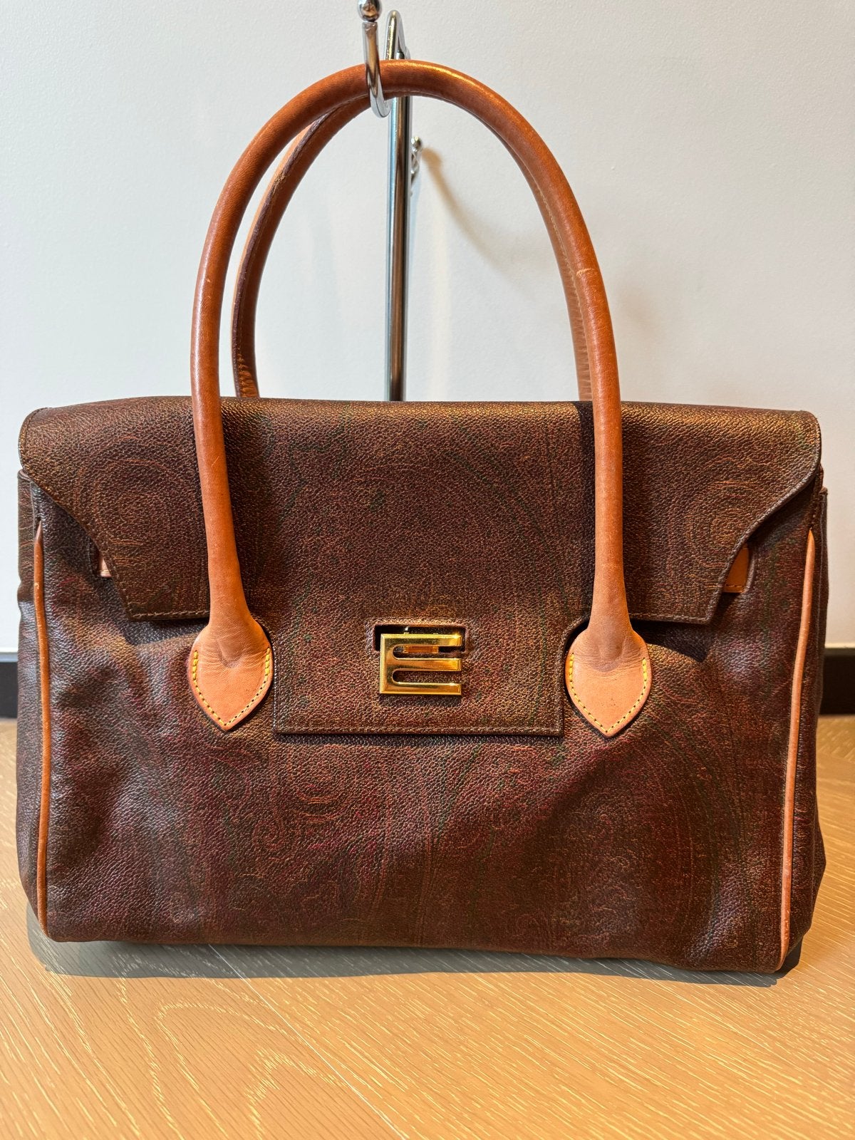Etro handtas met paisley print, Ophalen of Verzenden, Gebruikt, Bruin, Handtas