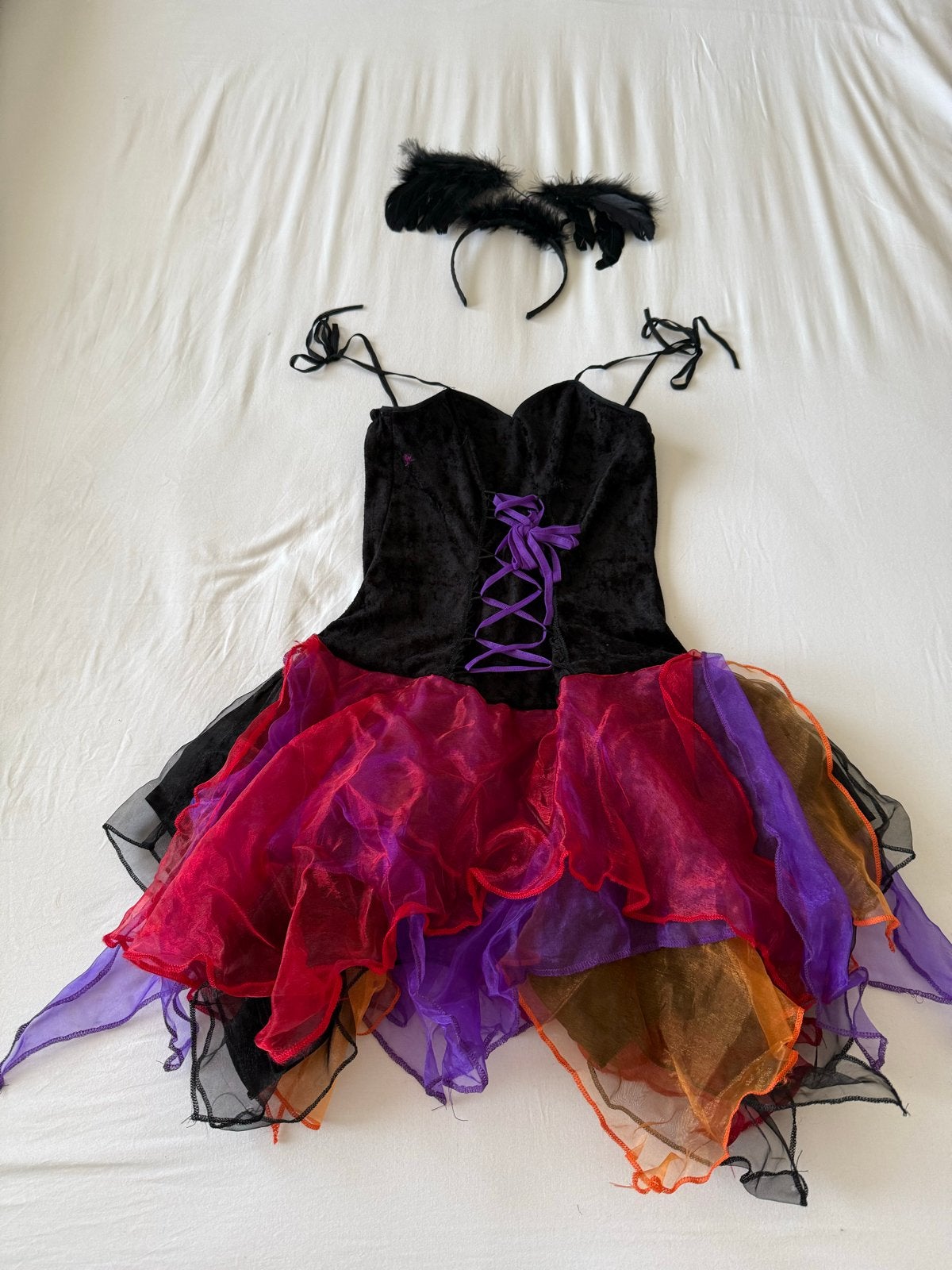 Heksenjurk met haarband - Halloween/Carnaval, Maat 38/40 (M), Ophalen of Verzenden, Zo goed als nieuw, Halloween