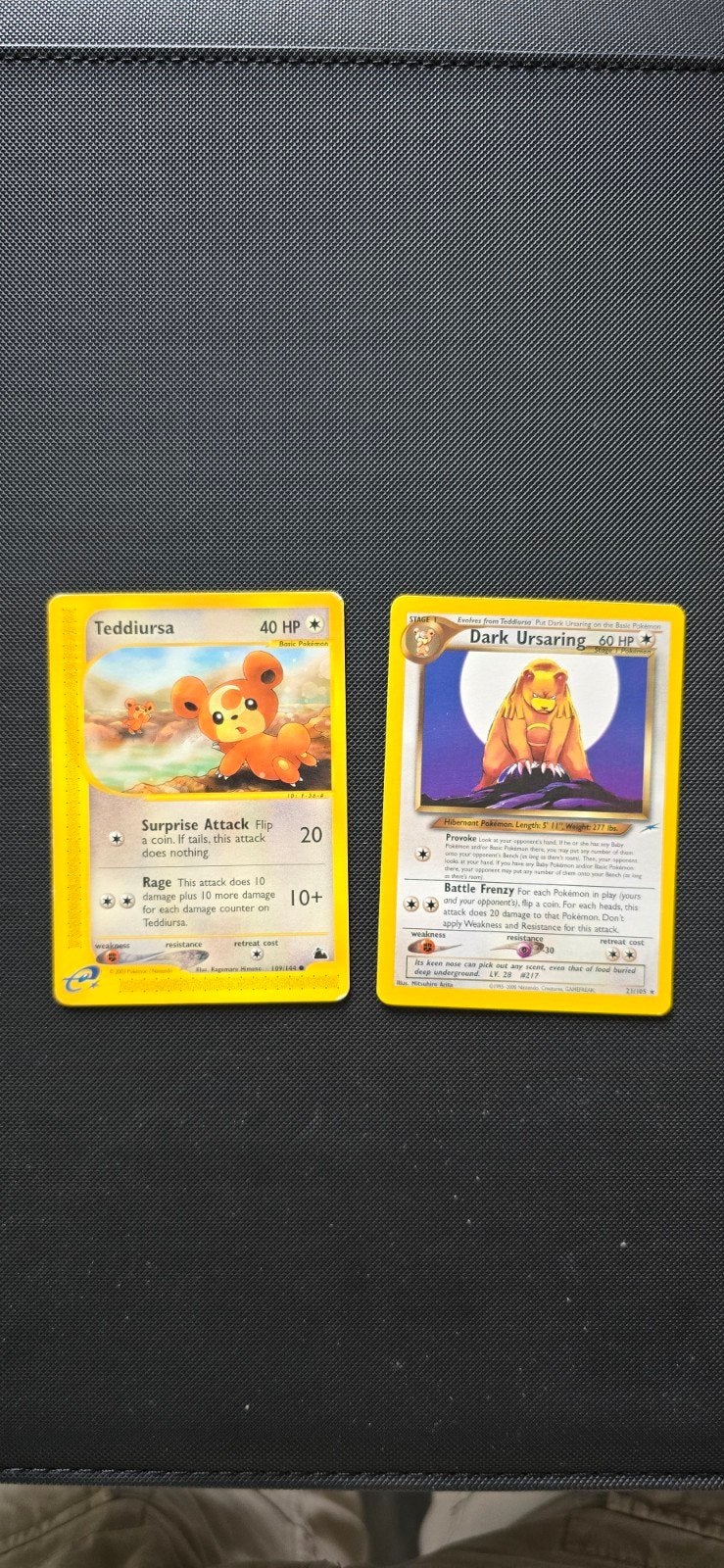 Teddiursa skyridge + Dark ursaring vintage pokémon kaarten., Ophalen of Verzenden, Zo goed als nieuw, Meerdere kaarten