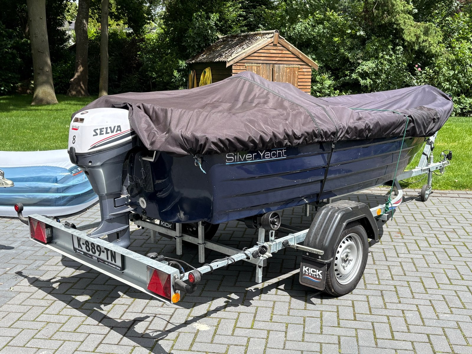 Silveryacht 405 + Selva 8pk buitenboordmotor + zgan trailer, Watersport en Boten, Motorboten en Motorjachten, Gebruikt, 4 m, Buitenboordmotor