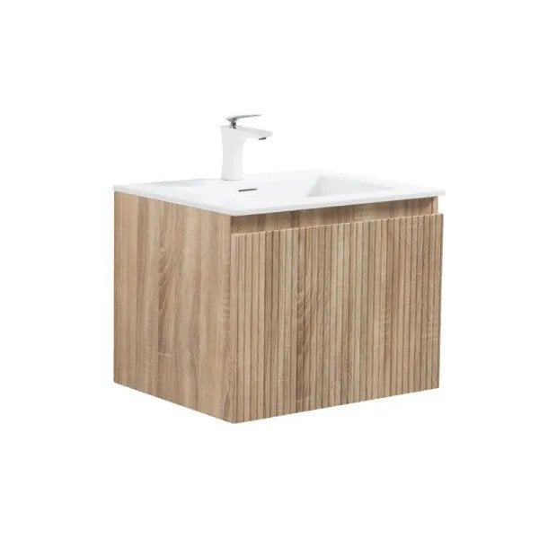 Yuki wastafelonderkast 60cm licht eiken (excl. wastafel), Huis en Inrichting, Badkamer | Badkamermeubels, Ophalen, 50 tot 100 cm