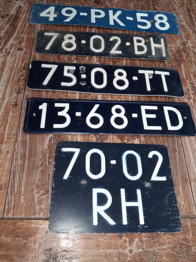 5 oude  kentekenplaten jaren 50/60., Antiek en Kunst, Ophalen of Verzenden