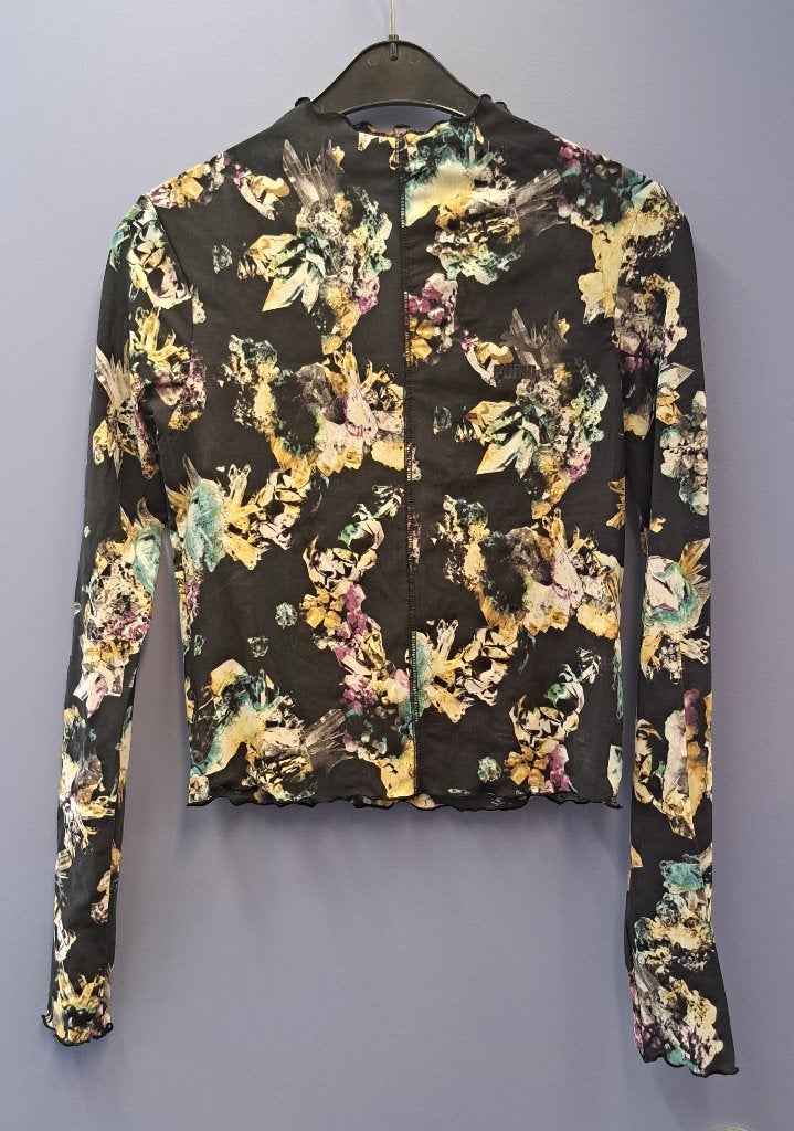 Puma mesh longsleeve top S zwart print y2k festival nr 51278