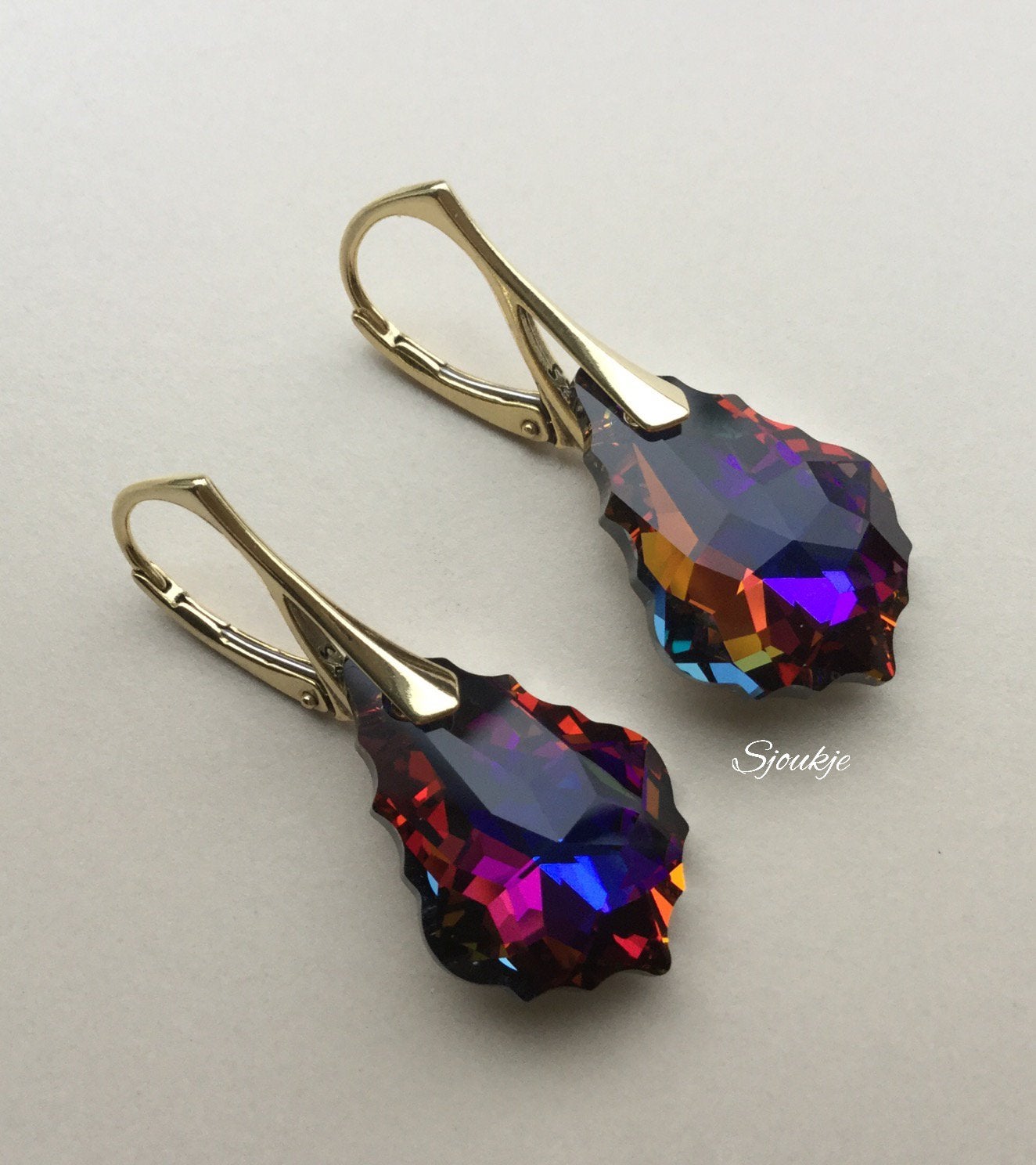 Oorbellen Swarovski kristal NIEUW goud zilver ketting parel, Met kristal, Hangers, Overige kleuren, Nieuw