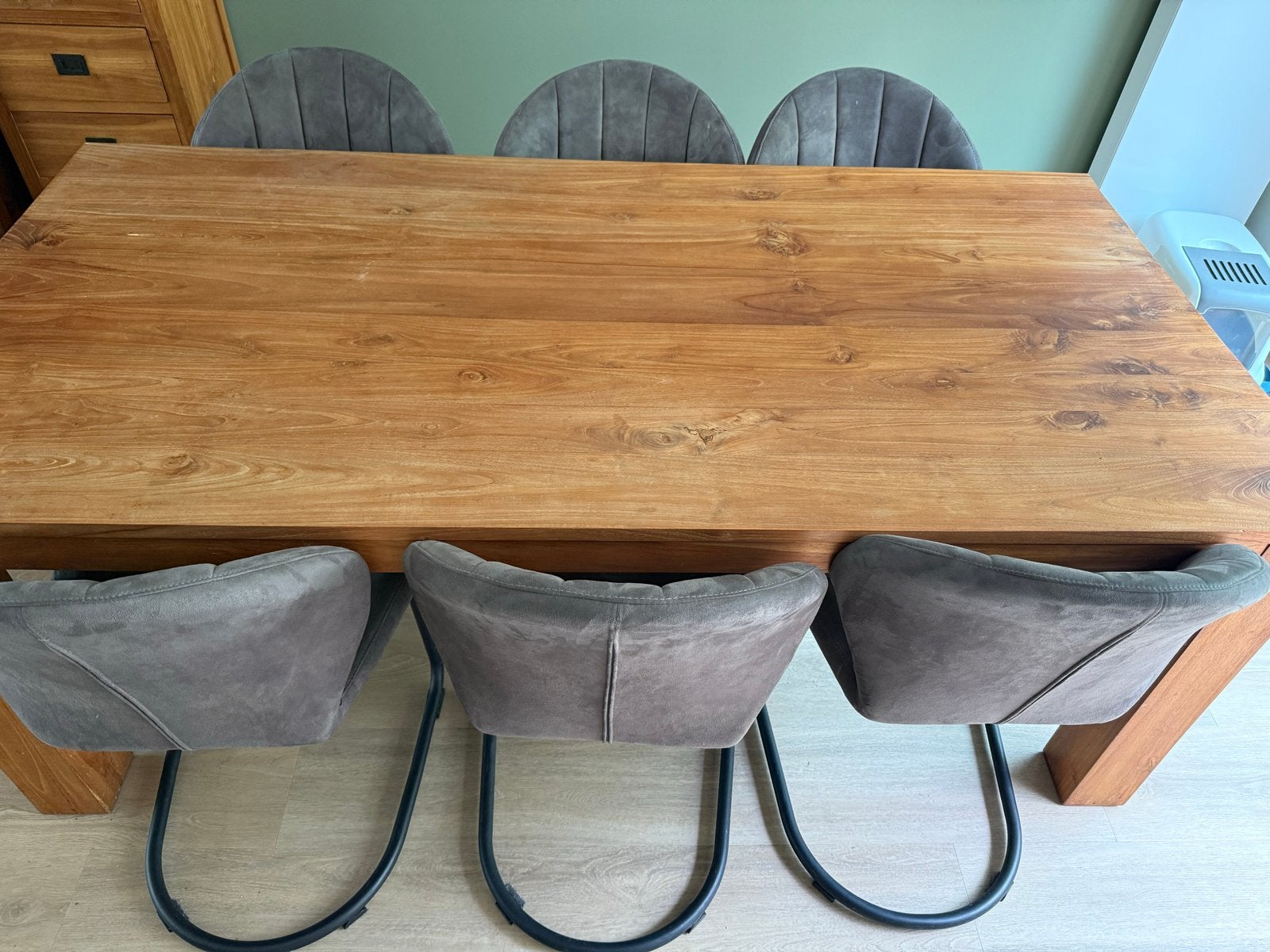 Massief houten eettafel - Teak look, Huis en Inrichting, Ophalen, Gebruikt, 50 tot 100 cm, 150 tot 200 cm