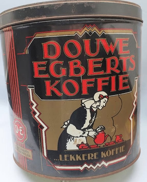 Vintage Douwe Egberts Koffieblik - Zeldzaam Design, Verzamelen, Verzenden, Gebruikt, Koffie, Douwe Egberts