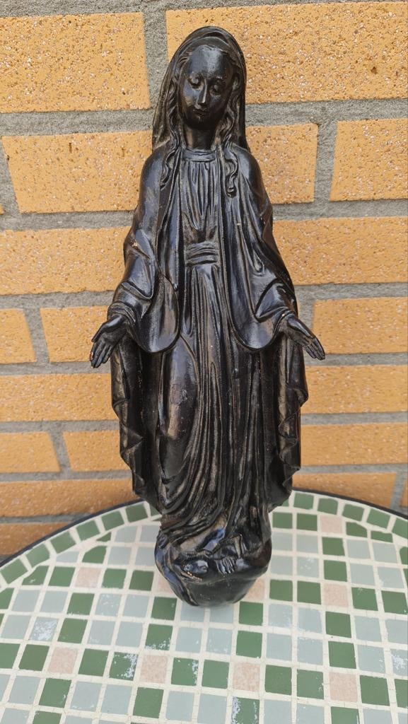 Houten zwartgelakte Maria beeld, Antiek en Kunst, Antiek | Religie, Ophalen of Verzenden