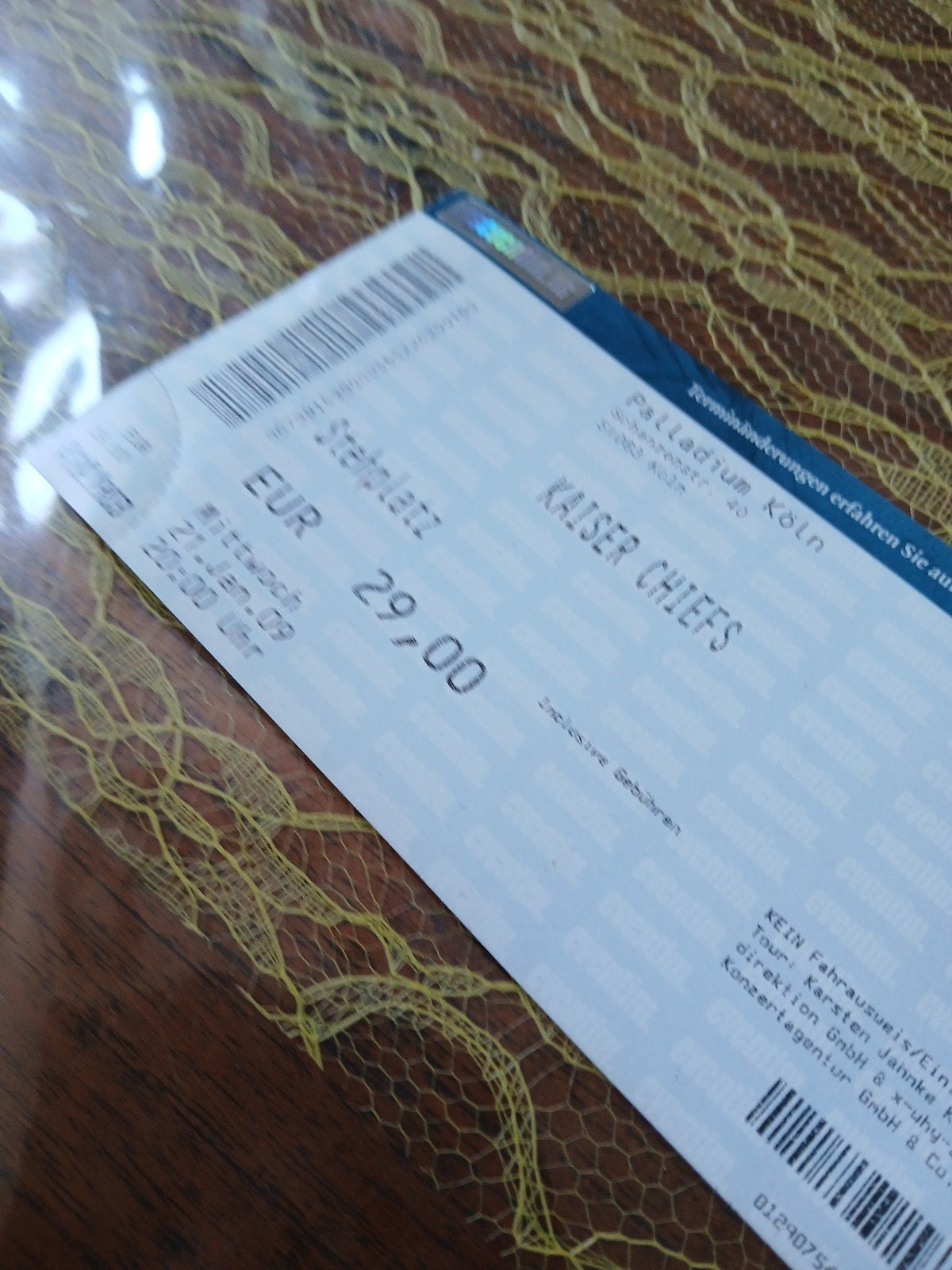 Ticket Kaiser Chiefs uit 2009-01-21, Tickets en Kaartjes, Concerten | Dance, Eén persoon