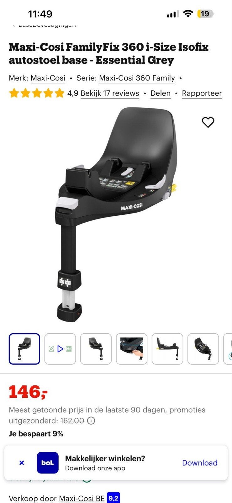 Maxi-Cosi FamilyFix 360 i-Size Isofix autostoel base, Ophalen of Verzenden, Zo goed als nieuw, Maxi-Cosi, Isofix